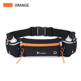Adjustable Running Belt Fanny Pack With 2 Water Bottle Holder For Men And Women For Fitness Jogging Hiking Travel (Color: Orange)