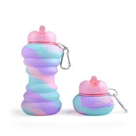 550ML Collapsible Water Bottles Outdoor Sports Fold Water Cup Silicone Leakproof Portable Kettle Travel Children Adult Bottle (Capacity: 550ML)